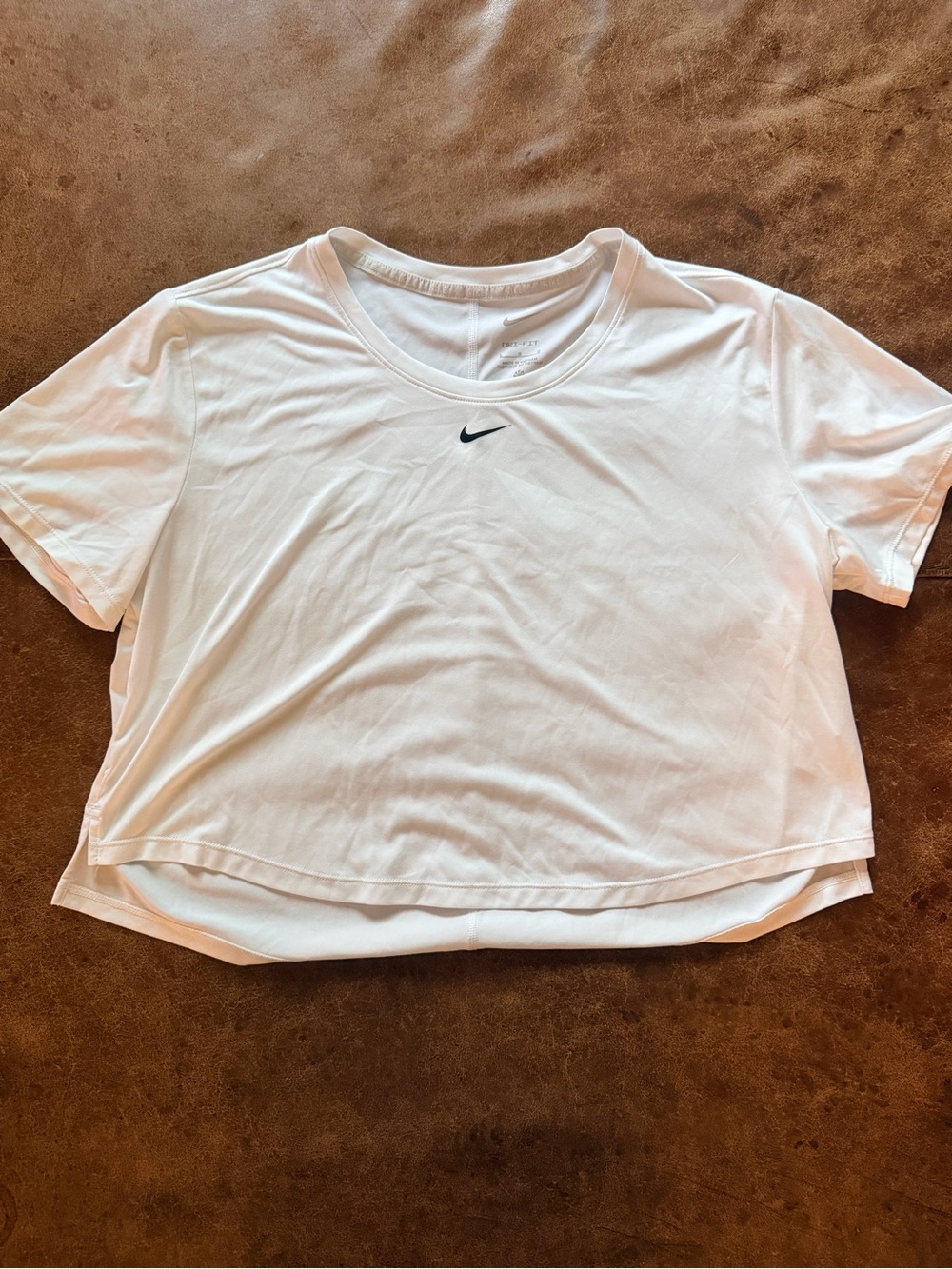 Nike White Women's Cropped Dri-Fit Crewneck Tee